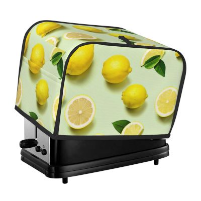 2 slice Toaster Cover, Fruits Lemon Print Bread Machine Covers with Pockets for Kitchen Counter 11.4''x7.9''x7.5''