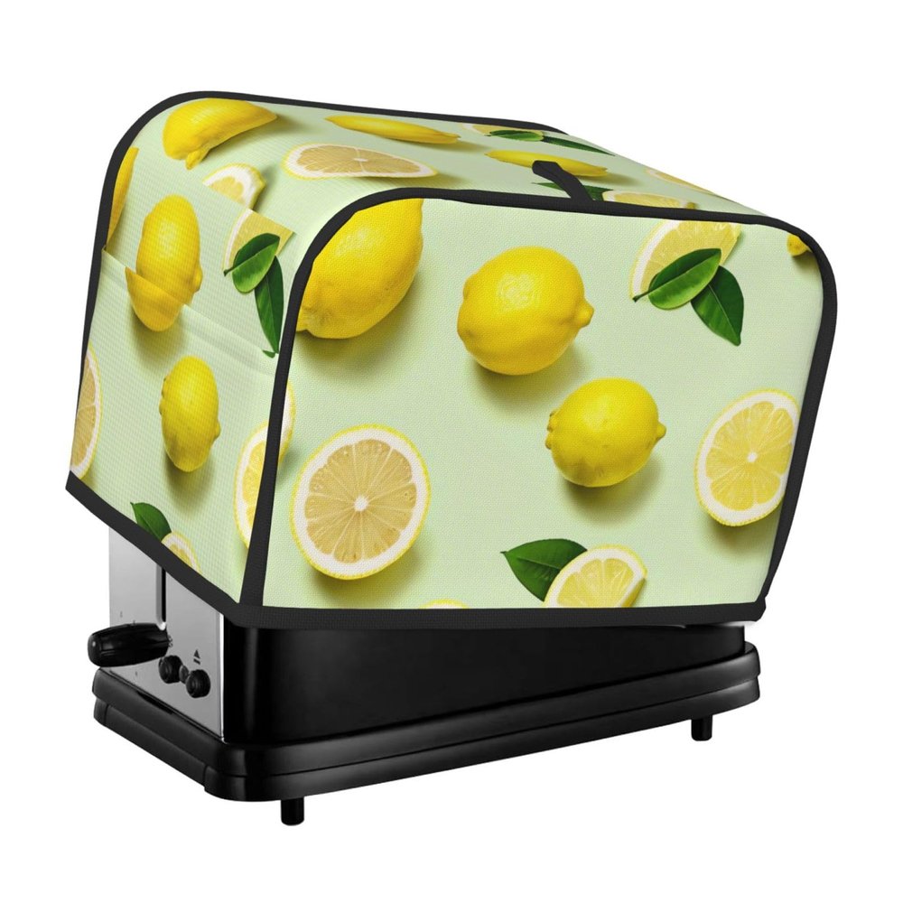 2 slice Toaster Cover, Fruits Lemon Print Bread Machine Covers with Pockets for Kitchen Counter 11.4''x7.9''x7.5''