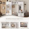 4 in 1 Detachable Hall Tree with Storage and 7 Hooks, Multiple Functions Hallway Coat Rack with Storage Drawers and Cabinet, White Shoe Bench for Entryway Hallway view 3