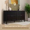 ARTPOWER 58'' Mid-Century Modern Buffet Storage Cabinet with 4 Doors and Adjustable Shelves, Accent Style Sideboard for Entryway, Dining Room, Living Room, Espresso Brown view 2