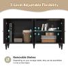 ARTPOWER 58'' Mid-Century Modern Buffet Storage Cabinet with 4 Doors and Adjustable Shelves, Accent Style Sideboard for Entryway, Dining Room, Living Room, Espresso Brown view 3