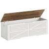 CHOEZON Storage Chest, 47.2" Wooden Storage Trunk, Modern Storage Bench with Safety Hinge, Toy Box, Farmhouse Style, for Bedroom, Living Room, Walnut and White MCW16WL view 1