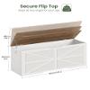 CHOEZON Storage Chest, 47.2" Wooden Storage Trunk, Modern Storage Bench with Safety Hinge, Toy Box, Farmhouse Style, for Bedroom, Living Room, Walnut and White MCW16WL view 3