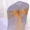 XXMBXX Organza & Lace Chair Sashes10/50-PackElastic Bow Knots for Wedding/Birthday/Banquet Decor, Adjustable Seat Back Ribbon Bands(Golden,50pcs) view 1