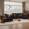 106" L-Shaped Cloud Sectional Sofa with Oversized Chaise Lounge, No-Assembly Living Room Set, Plush Faux Fur Modular Sleeper Couch and Comfy Reading Chair for Living Room, Right Facing Plush Black view 1