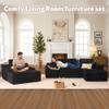 106" L-Shaped Cloud Sectional Sofa with Oversized Chaise Lounge, No-Assembly Living Room Set, Plush Faux Fur Modular Sleeper Couch and Comfy Reading Chair for Living Room, Right Facing Plush Black view 3