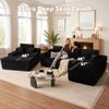 106" L-Shaped Cloud Sectional Sofa with Oversized Chaise Lounge, No-Assembly Living Room Set, Plush Faux Fur Modular Sleeper Couch and Comfy Reading Chair for Living Room, Right Facing Plush Black view 4