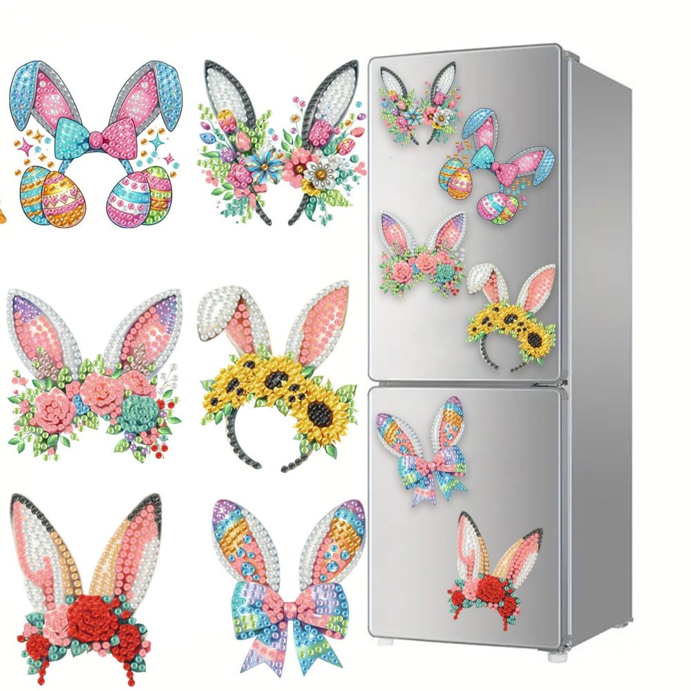 BAYUNOE Diamond Art Refrigerator Magnet DIY Creative Fridge Magnet Diamond Art Painting Decorations Magnets Stickers Cabinet Refrigerator Home Decors (Headband)