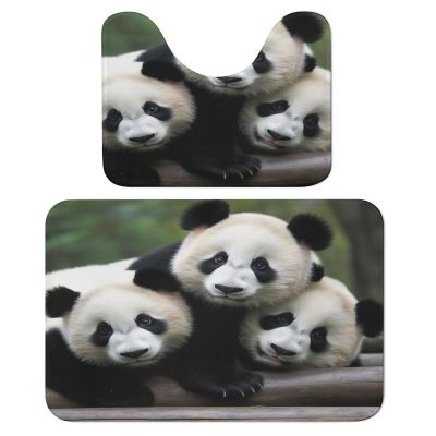 2 Piece Soft Bathroom Rugs Panda Bamboo Star Print Breathable Memory Foam Bathroom Mats and U-Shaped Bathroom Toilet Rug Set Super Absorbent Carpet Mat for Bathroom Floor Shower Sink 15.7"23.6"