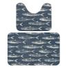 2 Piece Soft Bathroom Rugs White Fish Pattern Print Breathable Memory Foam Bathroom Mats and U-Shaped Bathroom Toilet Rug Set Super Absorbent Carpet Mat for Bathroom Floor Shower Sink 19.7"31.5" view 1