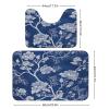 2 Piece Soft Bathroom Rugs White Floral Pattern Print Breathable Memory Foam Bathroom Mats and U-Shaped Bathroom Toilet Rug Set Super Absorbent Carpet Mat for Bathroom Floor Shower Sink 15.7"23.6" view 2