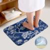 2 Piece Soft Bathroom Rugs White Floral Pattern Print Breathable Memory Foam Bathroom Mats and U-Shaped Bathroom Toilet Rug Set Super Absorbent Carpet Mat for Bathroom Floor Shower Sink 15.7"23.6" view 3