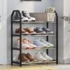 Gsycle 4 Tier Stackable Shoe Rack, Plastic Stainless Steel Shoe Shelf Space Saving Shoes Organizer and Storage for Closet Entryway Small Spaces view 2