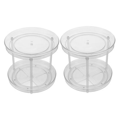 Holibanna 2pcs Rotating Makeup Tray Turntable Organizer Round Spice Rack for Kitchen Condiments and Cosmetics Storage Multi-functional Home Organizer