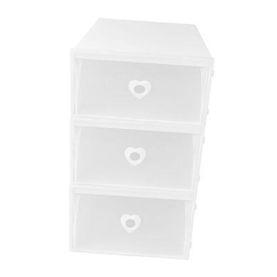 3Pcs White Plastic Drawer Shoe Box, Dustproof Sneaker Storage Case