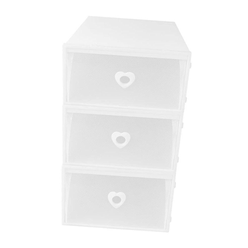3Pcs White Plastic Drawer Shoe Box, Dustproof Sneaker Storage Case
