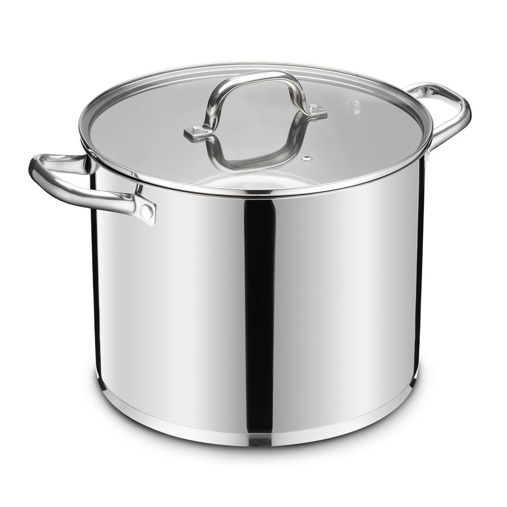 LIANYU Stainless Steel Large Stock Pot, 24 QT Heavy Stockpot with Glass Lid
