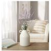 8" Ivory Ceramic Vase with Handles and Embossed Seal Design, Antique Jug Shaped Tabletop Flower Vase view 4