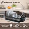 IBERG Dish Drying Rack with Drainboard & Utensil Holder, Mesh Steel Dish Drainer for Kitchen Countertop (Black) view 2