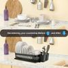 IBERG Dish Drying Rack with Drainboard & Utensil Holder, Mesh Steel Dish Drainer for Kitchen Countertop (Black) view 4