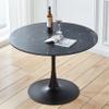 42.1" Black Table Mid Century Dining Table for 4 6 People with Round Table Top, Pedestal Dining Table, End Table Leisure Coffee Table BN907 view 1
