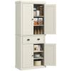 72" Kitchen Pantry Cabinet, Freestanding Tall Storage Cabinet, 4 Doors, Drawer and 3 Adjustable Shelves for Dining Room, Cream White GT212 view 1