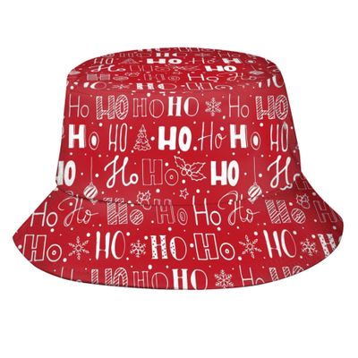 Christmas Ho Ho Ho Bucket Hat for Women Men Merry Christmas Fisherman Hats Outdoor Travel Beach Sun Caps Xmas New Year Decoration