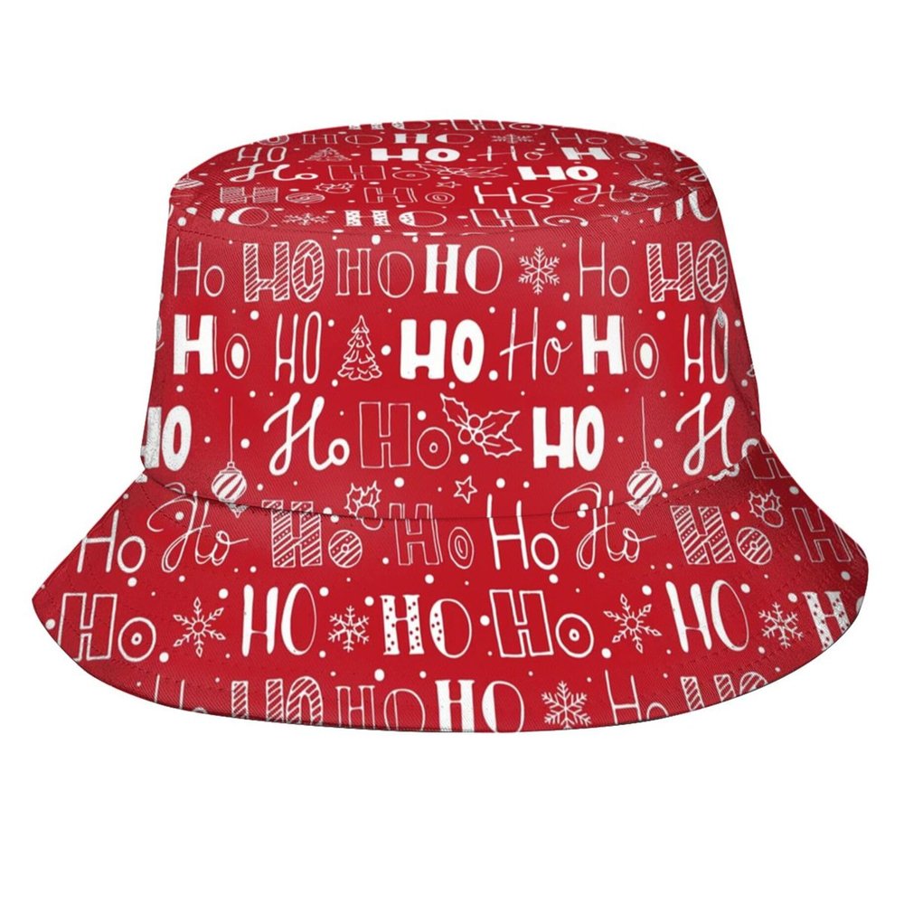 Christmas Ho Ho Ho Bucket Hat for Women Men Merry Christmas Fisherman Hats Outdoor Travel Beach Sun Caps Xmas New Year Decoration