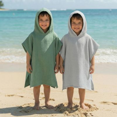 Yearntown 2 Pack Muslin Hooded Towels for Kids Cotton Newborn Bath Towels Kids Soft and Absorbent Blankets Fast Drying Toddler Registry Gift for Infant, Newborn Beach Pool Bath(Medium3-6 yrs)