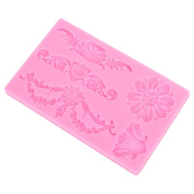 Qiilu Rose Flower Silicone European Embossed Flower Silicone Cake Fondant Chocolate Deco Ing Baking Tool - High Compatibility Cake Deco Tools (Pink)