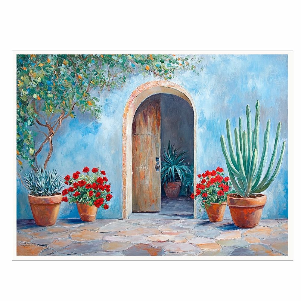 Mexican Archway Painting Print Hispanic Wall Art for Cultural Home Decor or Kitchen Retro Style Travel Wall Poster Latin Exhibition Artwork-20x30Inch Ready to Hang(Unframed)