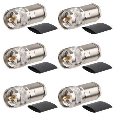 MOOKEERF 6 Pack PL259 Coax Connectors 50 Ohm PL-259 UHF Male Clamp Connector for LMR400 KMR400 RG8 RG8U RG213 Coaxial Cable