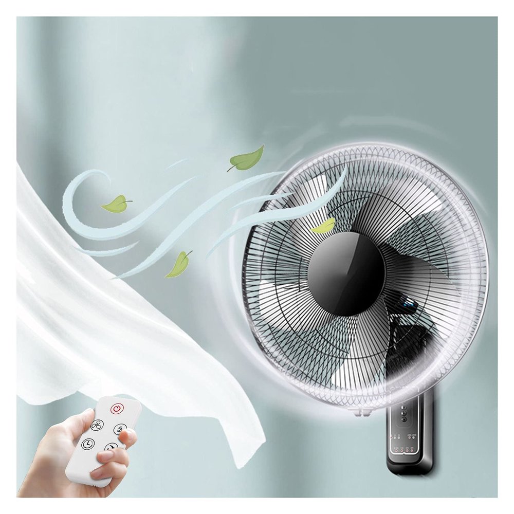 ZOCWJK Wall Fan,16 Inch/18 Inch,3 Speed Settings Quiet Operation Wall Mounted Fan,Adjustable Angle,Timer & Remote Control Air Cool Fan for Living Room M(16inch