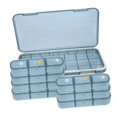 Large Travel Medicine Organizer Box with Multi Grid Compartments