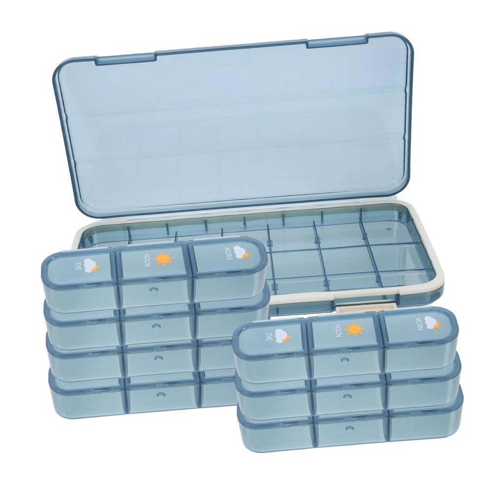 Large Travel Medicine Organizer Box with Multi Grid Compartments