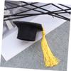 24Pcs Mini Graduation Cap Cake Toppers with Yellow Tassel, Grad Party Decor view 4