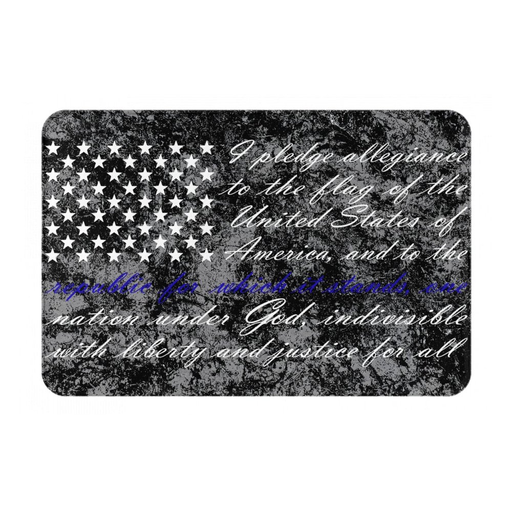 AHUNARLOP American Flag Pledge of Allegiance Indoor Doormat 24" x 16" - Non-Slip Entrance Rug for Bathroom, Kitchen, Front Door - Absorbent Waterproof Bath Mats for Indoor Use (Black)