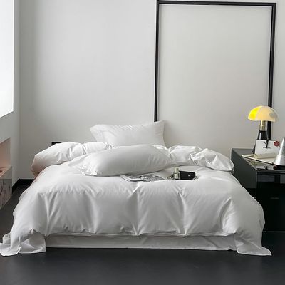 UJNHGQ 4Pcs Double Queen Solid Plain 600TC Cotton Soft King Size with Duvet Cover,Flat/Fitted Bedsheet 2 Pillowcases,12,Family 7Pcs