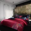 4/6/9Pcs Soft 1000TC Cotton Premium Wine Red Bedding Sets Double Super King Duvet Cover Bed Sheet Pillowcases,Color 1,King Size 9pcs view 2