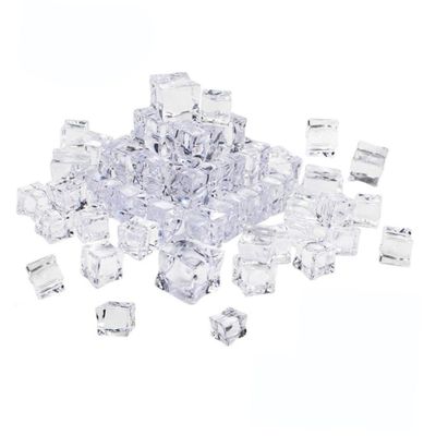 PRETYZOOM 50pcs Acrylic Fake Ice Cubes 25mm Square Shape for Display Trays Wedding Decor