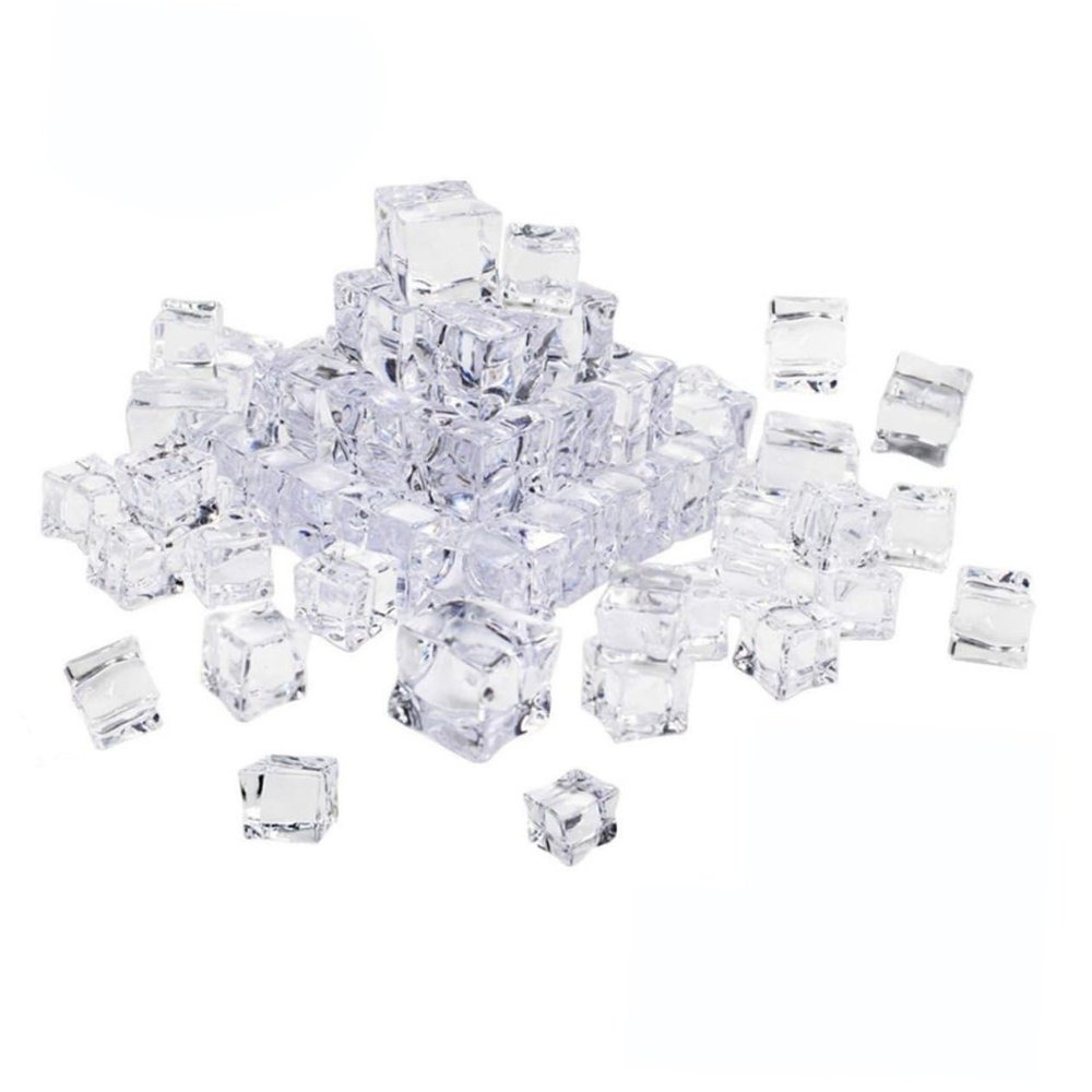 PRETYZOOM 50pcs Acrylic Fake Ice Cubes 25mm Square Shape for Display Trays Wedding Decor