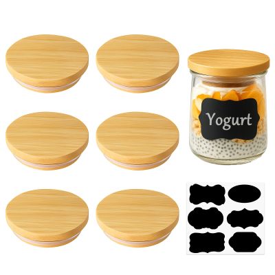 Natural Bamboo Oui Yogurt Jar Lids, 6 Pack