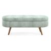 DERCASS Ottoman Oval Storage Bench,Stool with Rubber Wood Legs for Living Room, Entryway and Bedroom (Cyan) view 3