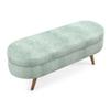 DERCASS Ottoman Oval Storage Bench,Stool with Rubber Wood Legs for Living Room, Entryway and Bedroom (Cyan) view 4