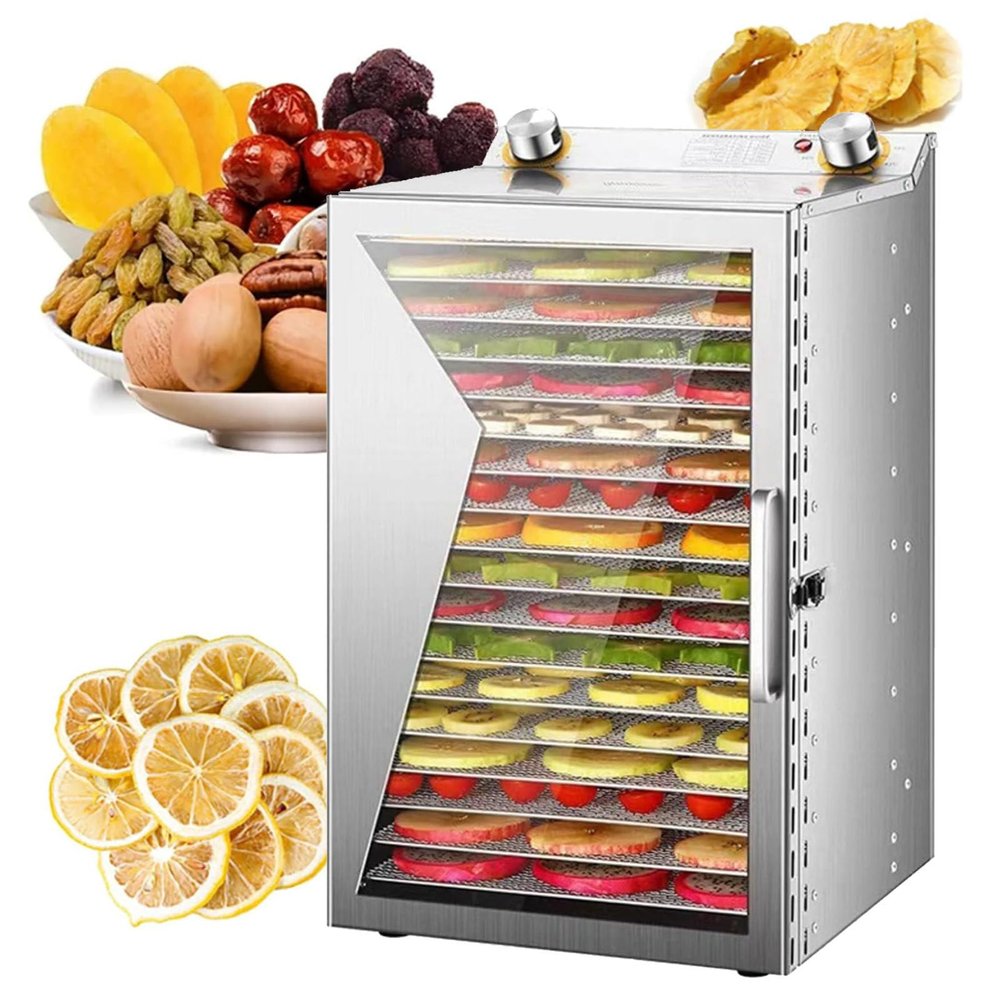 800W Stainless Steel Dehydrator Dryer, Food Dehydrator, Commercial Jerky Dehydrator with Adjustable Timer and Temperature Control for Fruits, Vegetables, Meat, Herbs,18Layer