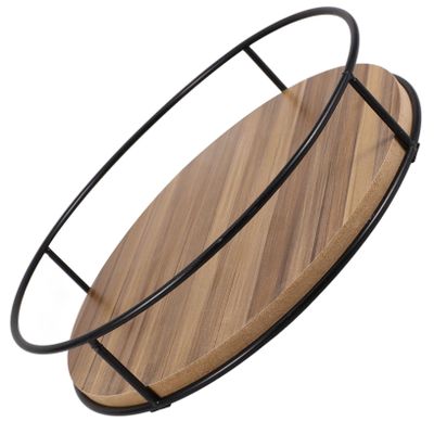 Rotating Organizer Rack for Pantry and Kitchen Storage, Brown Wood Iron