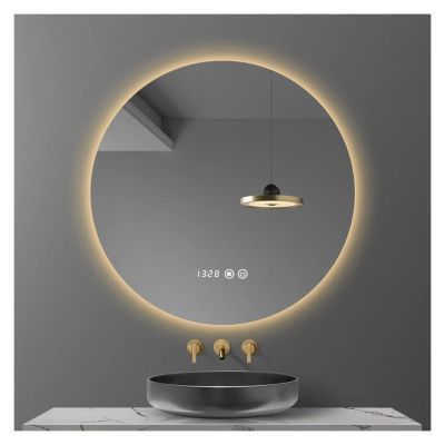 24 Inch Round Smart LED Bathroom Mirror 3 Color Adjustable Backlight with Defogging Decorative Mirrorg Compatible with Bedroom,Mirrors