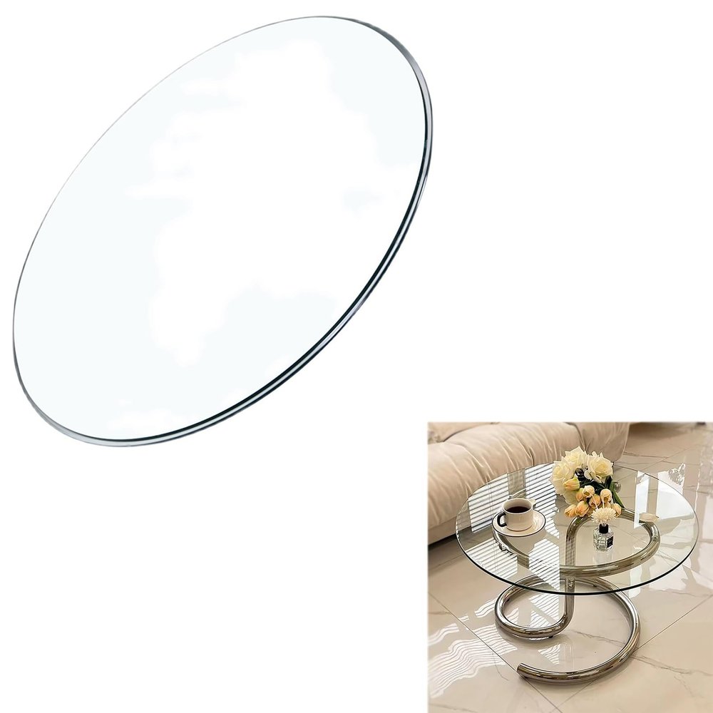 GYYDXXFC 15in 17in 25in 27in 29in Premium Round Circular Plate Glass,Tempered Glass Table Top, Tempered Glass Turntable,Beveled Glass Table Top(100cm(39IN))