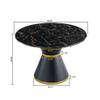 46.85" Faux Marble Dining Table, Round Dining Table with Faux Marble Top and MDF Pedestal Base, Circle Dining Room Table, Modern Office Computer Dinner Table for Living Room view 2