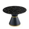 46.85" Faux Marble Dining Table, Round Dining Table with Faux Marble Top and MDF Pedestal Base, Circle Dining Room Table, Modern Office Computer Dinner Table for Living Room view 4